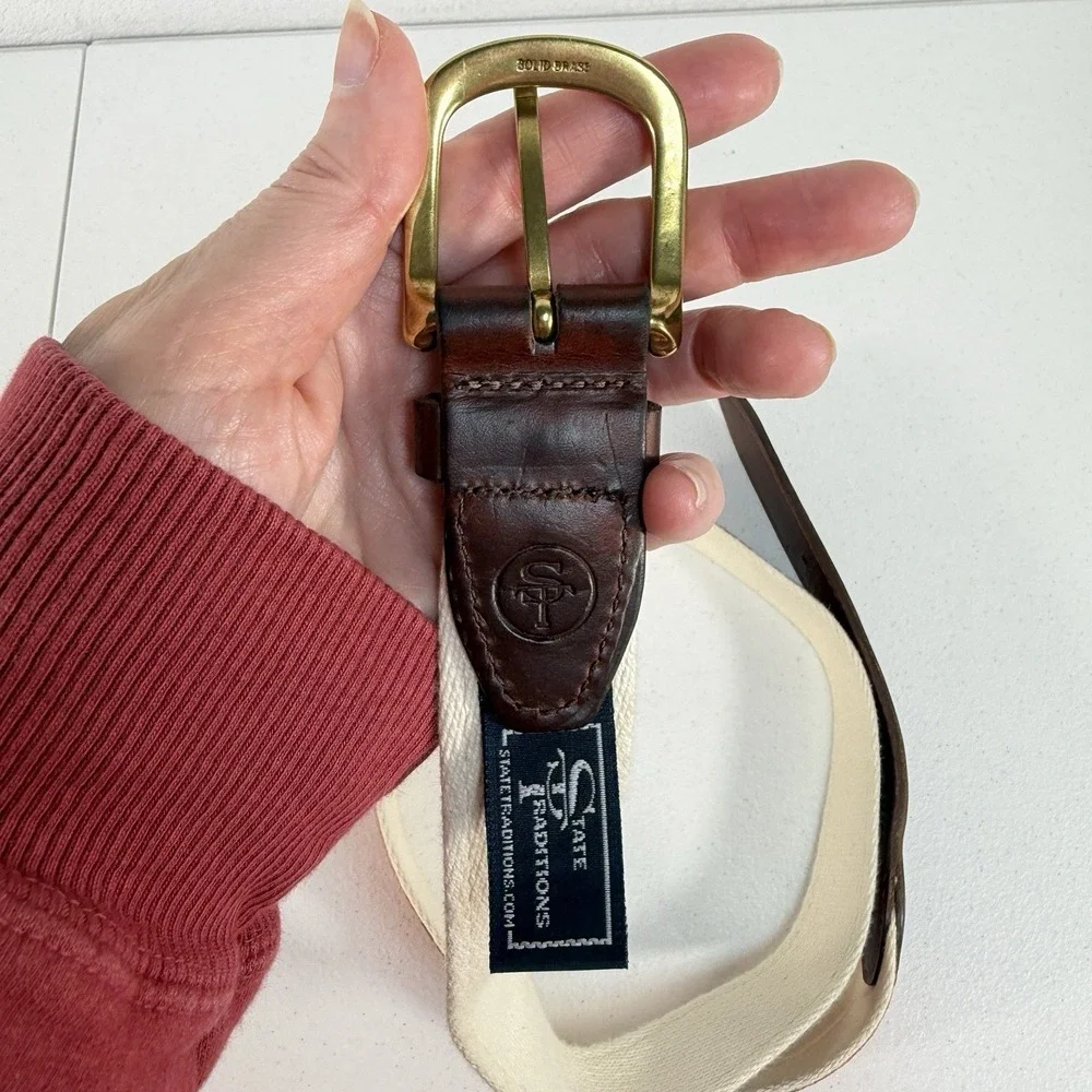 State Traditions Size 38 Belt OSU Oklahoma‎ State Orange Solid Brass Buckle USA